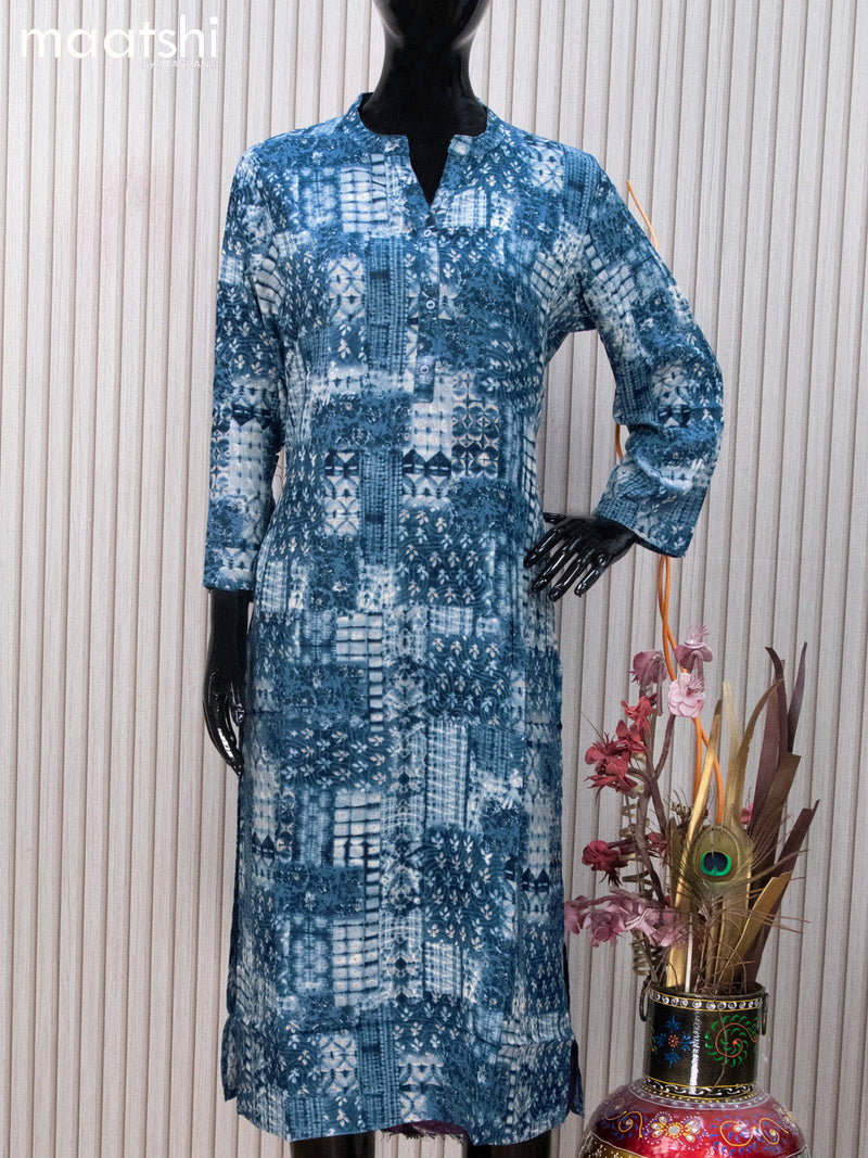 Soft cotton readymade kurti blue  with allover prints and without pant