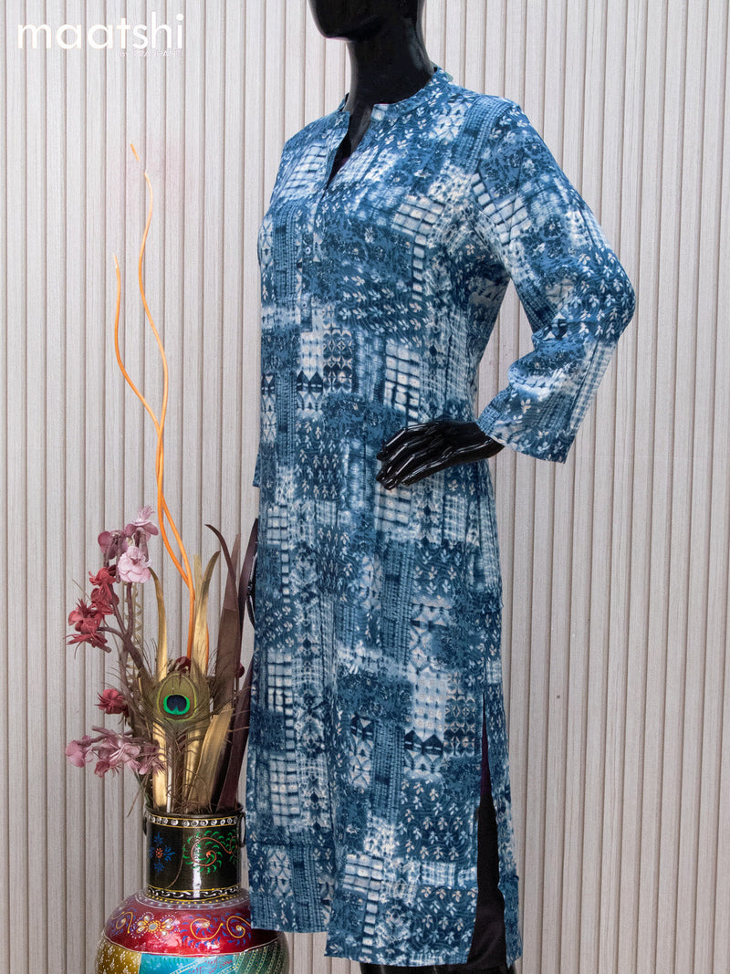 Soft cotton readymade kurti blue  with allover prints and without pant