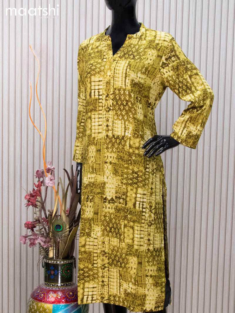 Soft cotton readymade kurti mehendi green  with allover prints and without pant