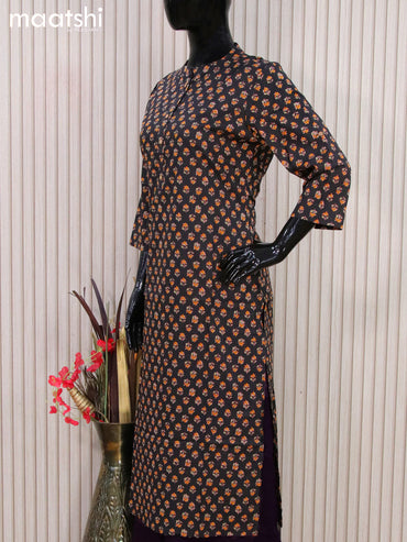 Cotton readymade kurti black with allover floral butta prints without pant