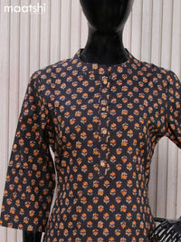 Cotton readymade kurti black with allover floral butta prints without pant