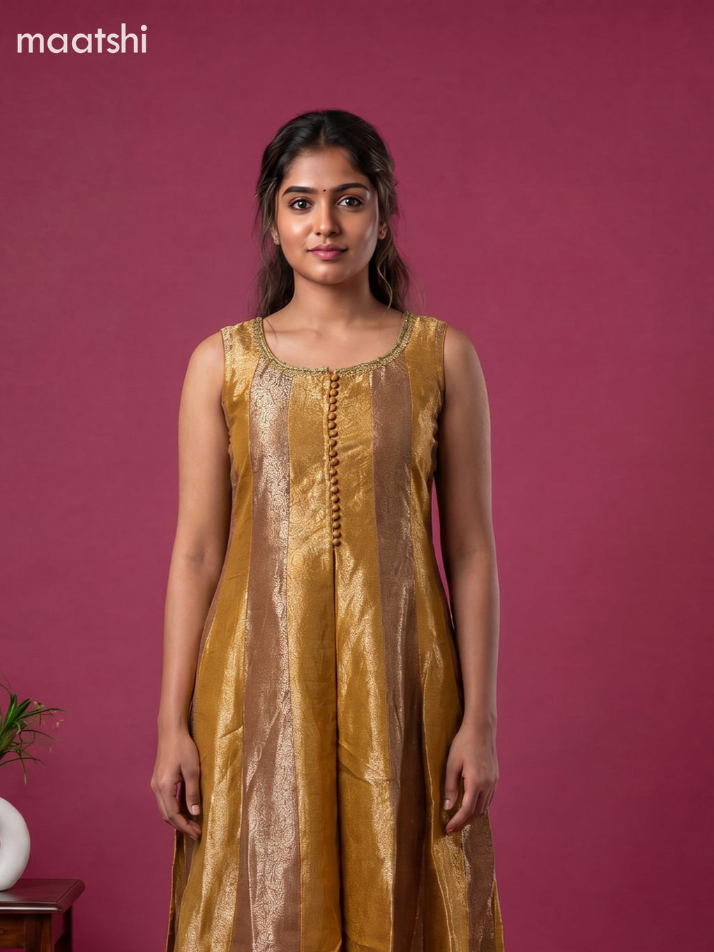 Mustard Yellow Art Tussar Allover Banarasi Style & Embroidery Work Anarkali Suit