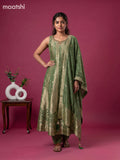 Green Art Tussar Dress With Allover Banarasi Style & Embroidery Work Anarkali Suit