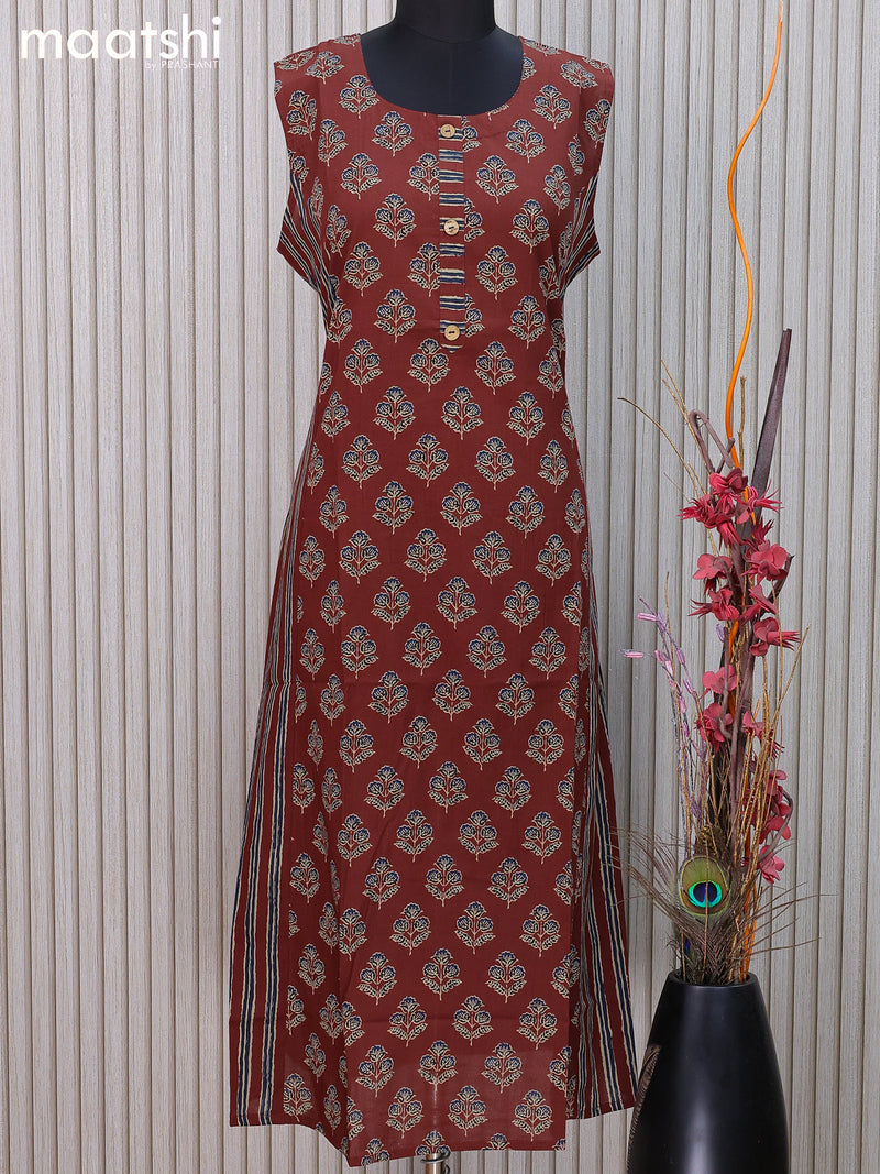 Cotton readymade kurti maroon and  with floral butta prints without pant