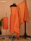 Rustic Orange Mul Chanderi Dress Material With Thread & Zari Buttas