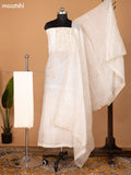 Off White Mul Chanderi Dress Material With Embroidery Work Pattern