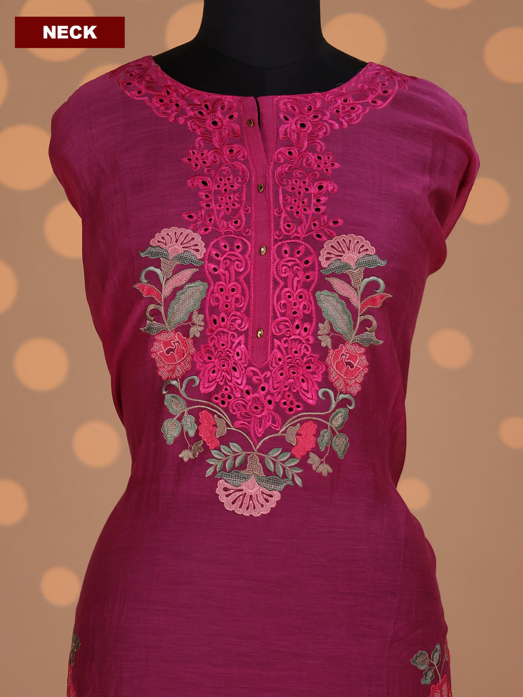 Pink Mul Chanderi Dress Material With Embroidery Work Pattern