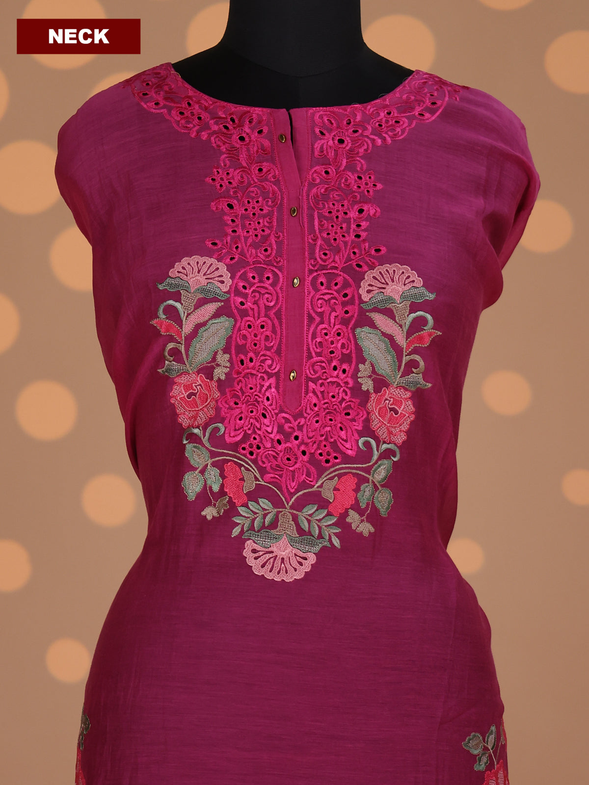 Pink Mul Chanderi Dress Material With Embroidery Work Pattern