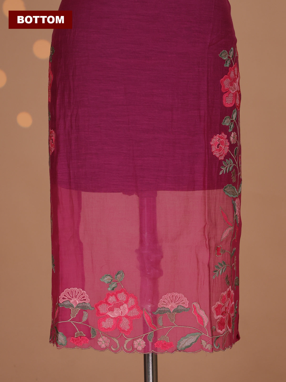 Pink Mul Chanderi Dress Material With Embroidery Work Pattern