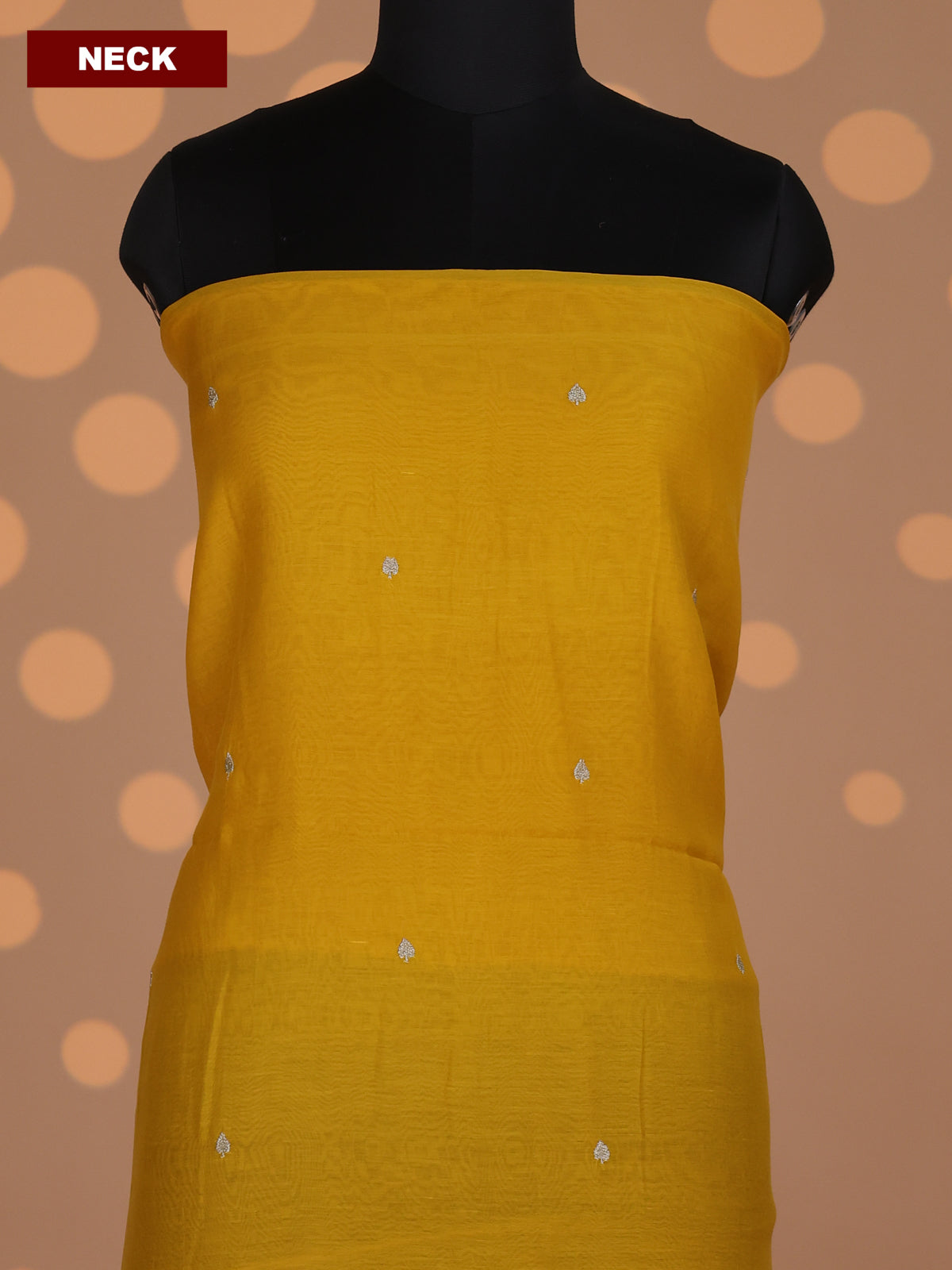 Yellow Mul Chanderi Dress Material With Zari Buttas & Embroidery Work Border