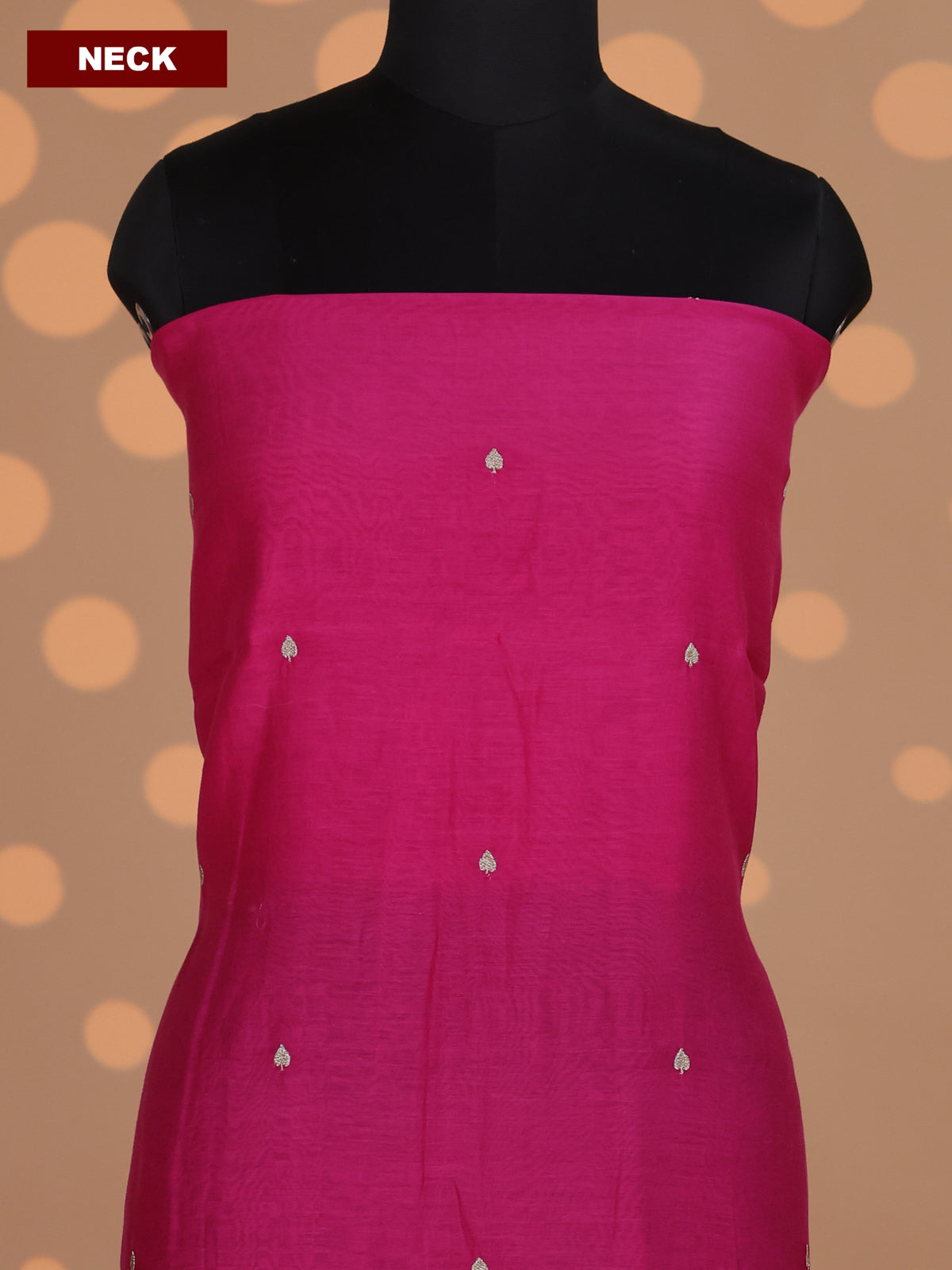 Pink Mul Chanderi Dress Material With Zari Buttas & Embroidery Work Border