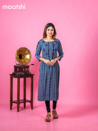Chiffon kurti grey with tie and dye prints & mirror embroidery work neck pattern and without pant