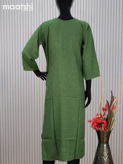 Cotton readymade kurti green with embroidery mirror work neck pattern without pant