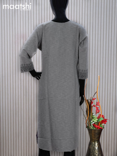 Cotton readymade kurti grey with allover prints & mirror work neck pattern without pant