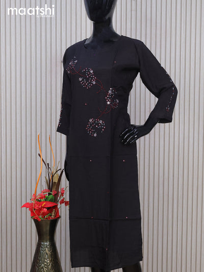 Chanderi readymade kurti black with allover mirror & embroidery work without pant
