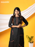 Pure raw silk readymade Festive wear kurti black with embroidery & zardosi work neck pattern without pant