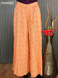 Cotton elephant palazzo pant pale orange with allover butta prints - free size
