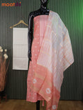 Chanderi dress material peach shade and off white with allover zari buttas & embroidery work neck pattern and bottom & banarasi dupatta
