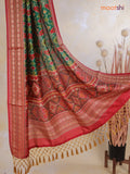 Tussar Ikat dupattas green and maroon with allover ikat prints and thread woven border