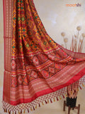 Tussar Ikat dupattas mustard yellow and maroon with allover ikat prints and thread woven border