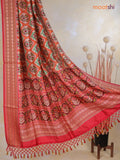 Tussar Ikat dupattas beige and kumkum red with allover ikat prints and thread woven border