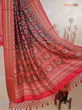 Tussar Ikat dupattas wine shade and kumkum red with allover ikat prints and thread woven border