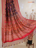 Tussar Ikat dupattas navy blue and maroon with allover ikat prints and thread woven border