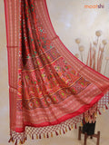 Tussar Ikat dupattas orange and maroon with allover ikat prints and thread woven border