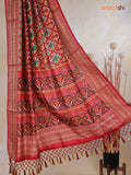 Tussar Ikat dupattas beige and maroon with allover patola prints and thread woven border