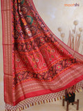 Tussar Ikat dupattas wine shade and maroon with allover patola prints and thread woven border