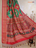 Tussar Ikat dupattas green and maroon with allover patola prints and thread woven border