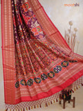 Tussar Ikat dupattas wine shade and maroon with allover patola prints and thread woven border
