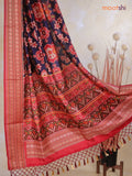 Tussar Ikat dupattas navy blue and maroon with allover patola prints and thread woven border