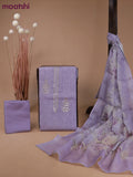 Tissue linen dress material lavender shade with gotapatti lace work neck pattern and bottom & printed dupatta