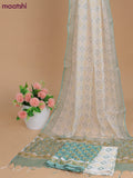 Mulmul cotton dress material pastel green and off white with allover floral buttas and bottom & kota printed dupatta