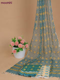 Mulmul cotton dress material teal green and off white with allover kalamkari prints and bottom & kota printed dupatta