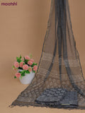 Mulmul cotton dress material dark grey with allover butta prints and bottom & kota printed dupatta