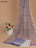 Mulmul cotton dress material violet shade and off white with allover kalamkari prints and bottom & kota printed dupatta