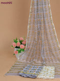 Mulmul cotton dress material bluish grey and off white with allover prints and bottom & kota printed dupatta