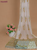Mulmul cotton dress material pastel green and off white with allover butta prints and bottom & kota printed dupatta