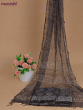 Mulmul cotton dress material dark grey with allover prints and bottom & kota printed dupatta