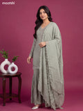 Pastel Green Silk Elegant Heavy Embroidery Work Short Straight Suit