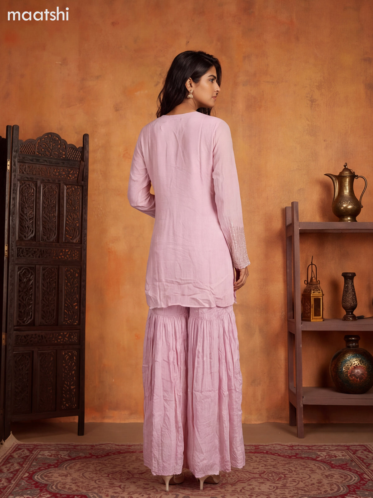 Pastel Pink Art Silk Elegant Heavy Embroidery Work Short Straight Suit