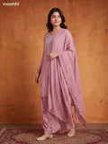 Pink Silk Heavy Sequin Embroidery Work Straight Suit