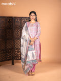 Chanderi salwar suit pink with allover kalamkari prints & embroidery zardosi work neck pattern and straight cut pant & dupatta