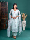 Kota salwar suit teal shade with embroidery buttas & sequin work v neck pattern and straight cut pant & embroidery dupatta