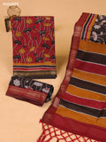 Maroon and Deep Brown Art Silk Dress Material With Allover Prints and Bottom & Dupatta