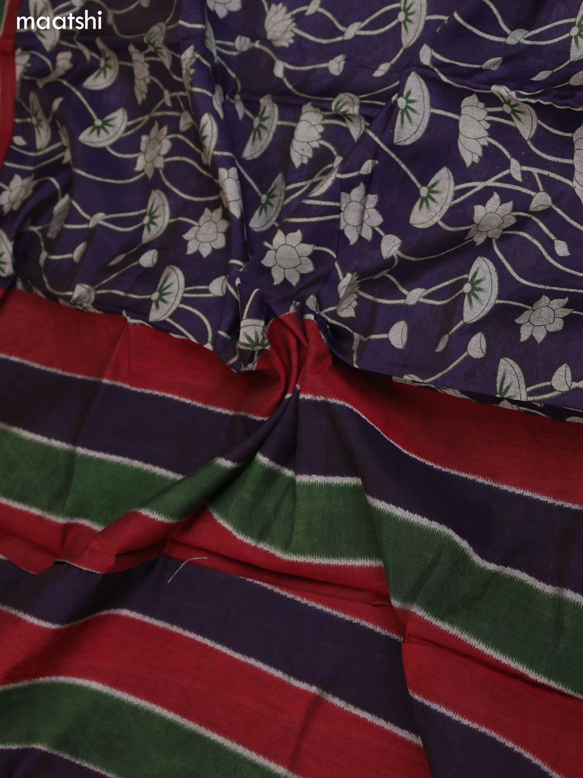 Green and Navy Blue Art Silk Dress Material With Allover Prints and Bottom & Dupatta