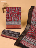 Maroon & Grey and Deep Brown Art Silk Dress Material With Allover Floral Prints and Bottom & Dupatta