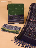 Green and Navy Blue Art Silk Dress Material With Butta Prints and Bottom & Dupatta